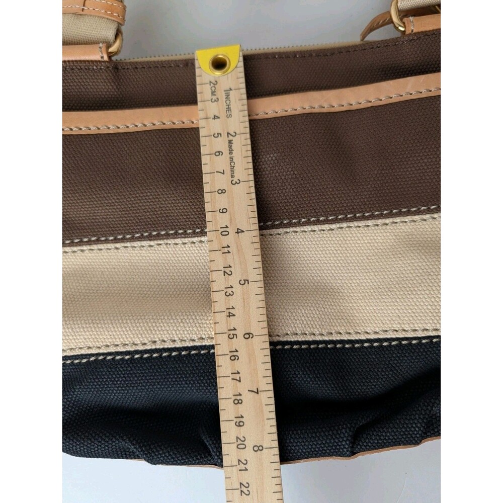 Brighton Purse Windstar “Windy” Brown Black Stripe Canvas Shoulder Bag Charms - Picture 14 of 16